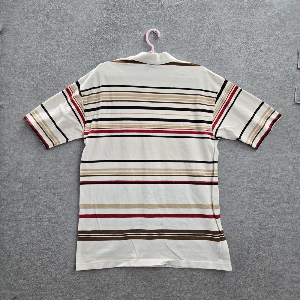 Avirex Men Polo XL White Embroidery Striped Embroidered Short Sleeve READ